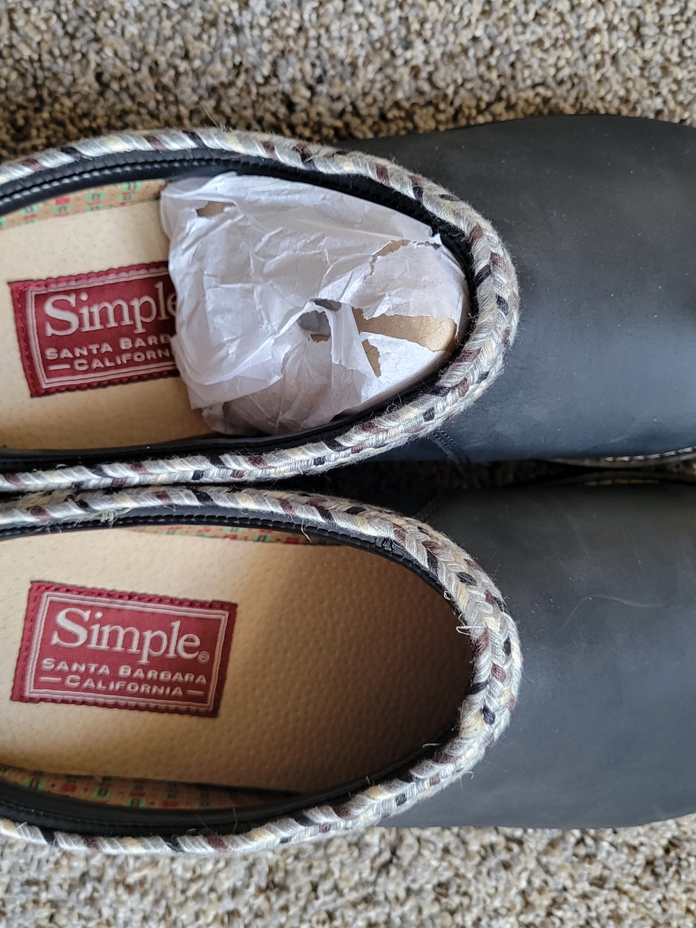 Simple Black Mules with Braided Trim